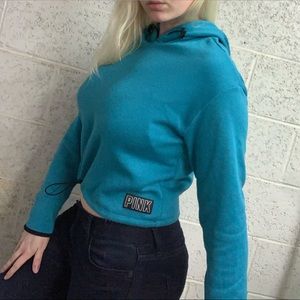 Teal cropped adjustable hoodie VS Pink 💖